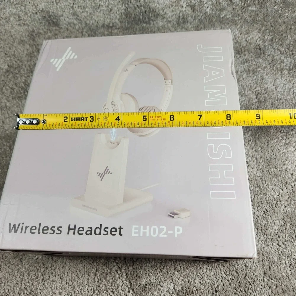 JIAMQISHI Wireless Headset Beige Noise Cancelling EH02-P with Charging Base